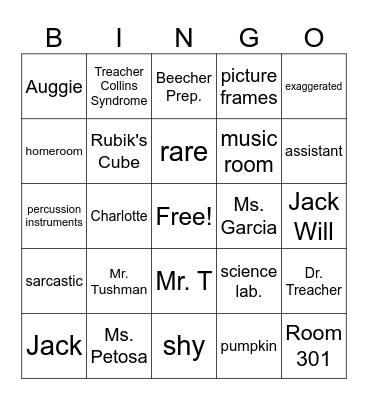 WONDER #3 Bingo Card