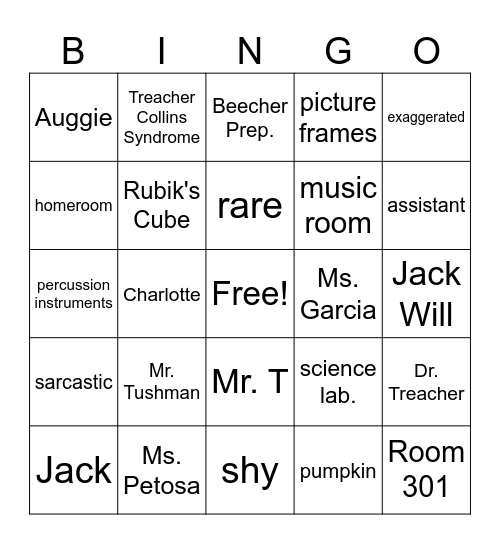 WONDER #3 Bingo Card