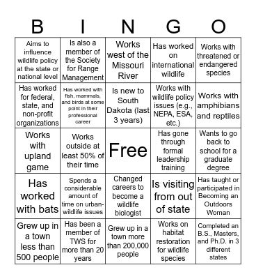 SDTWS Student Mixer - 2013 Bingo Card