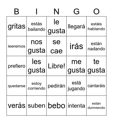 Whole Language, Spanish 3 Bingo Card