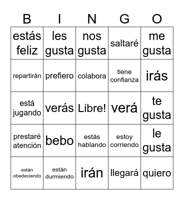 Language Review, Spanish III Bingo Card