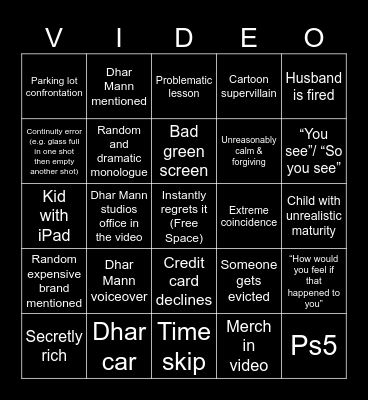 Dhar Mann Bingo Card