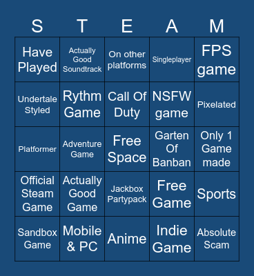 Steam Bingo Card