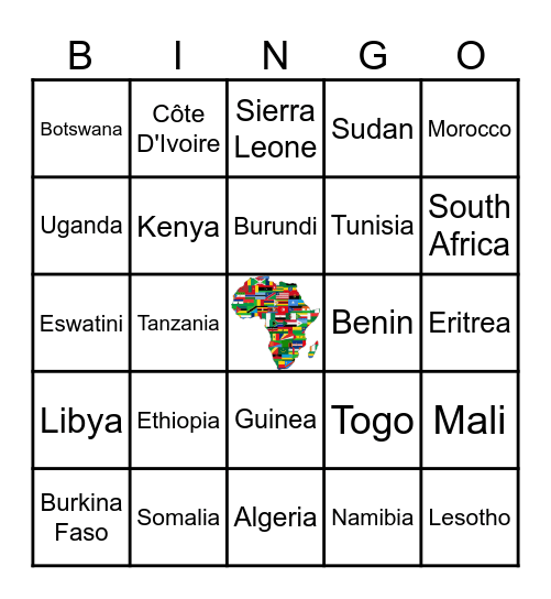 AFRICA Bingo Card