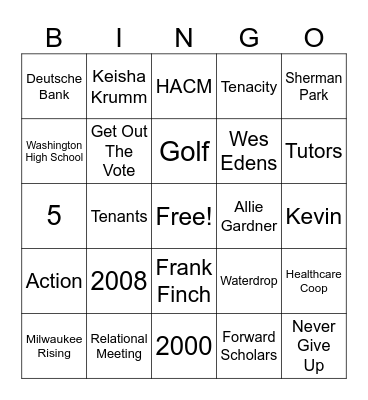 Common Ground Bingo Card