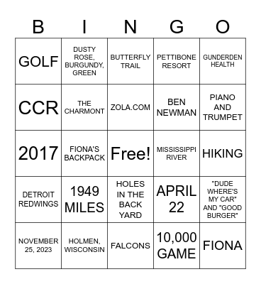 Wedding Shower Bingo Card