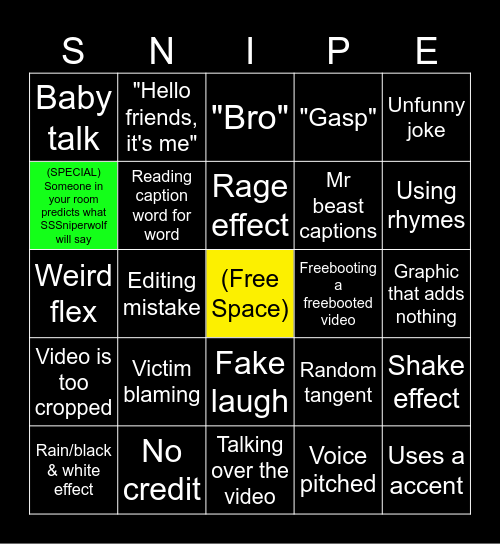 SSSNIPERWOLF BINGO Card