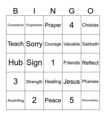 Strength Peace Courage Bingo Card
