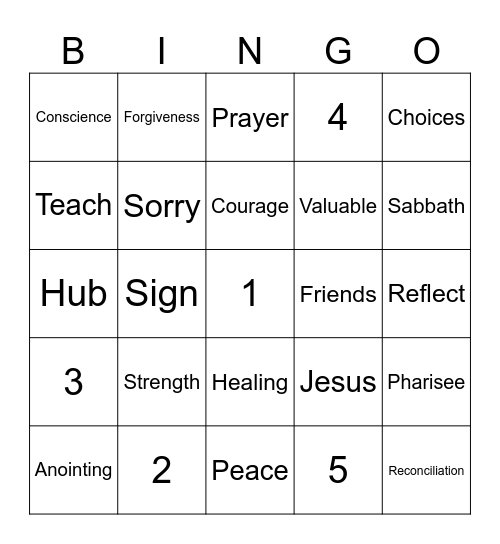 Strength Peace Courage Bingo Card