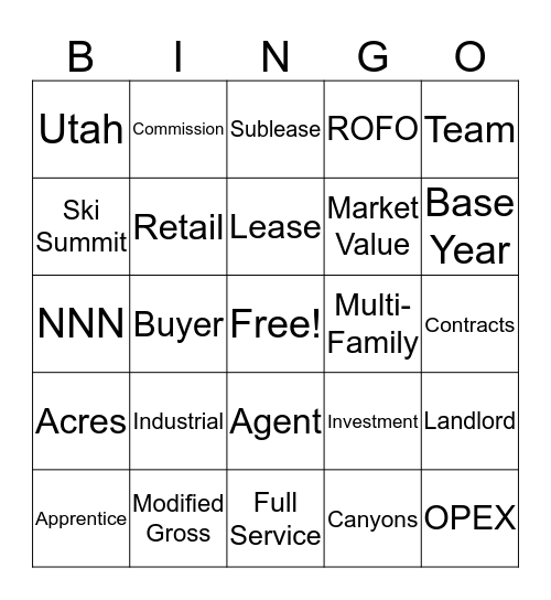 Ski Summit Bingo Card