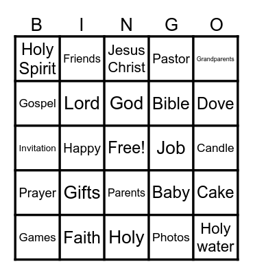 Job's Dedication Bingo Card
