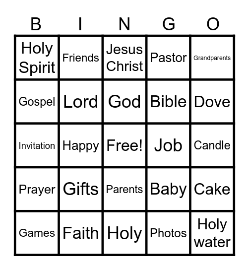 Job's Dedication Bingo Card
