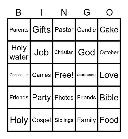Job's Dedication Bingo Card