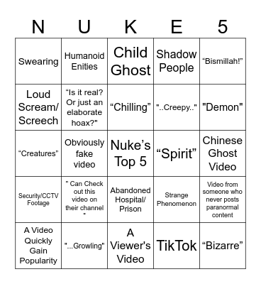 Nuke’s Top 5 Bingo V2 Bingo Card
