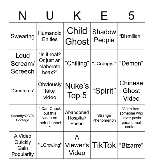 Nuke’s Top 5 Bingo V2 Bingo Card