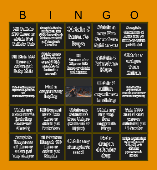 Rise Above | Zealgains H'ween Clan Bingo Card