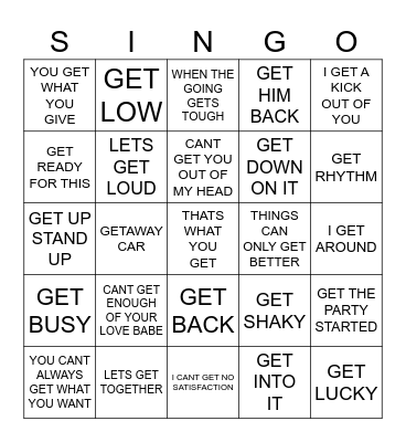 851 THATS WHAT YOU GET Bingo Card