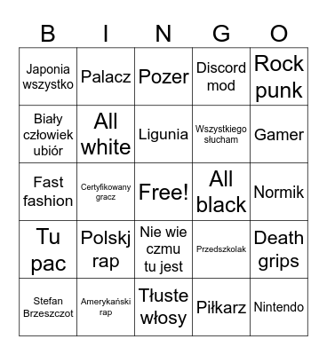 Dżudżowaki Bingo Card