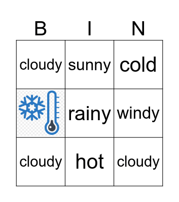 Weather Bingo Card