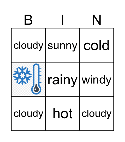 Weather Bingo Card