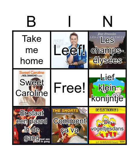 Muziekbingo Familiedag ronde 3 Bingo Card