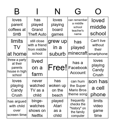 Find someone who... Bingo Card