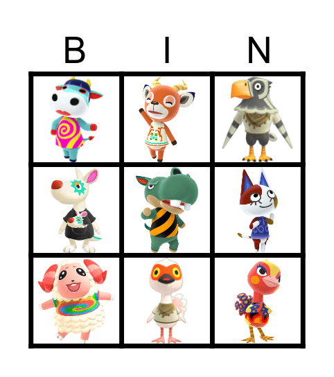 animal crossing villager hunt Bingo Card