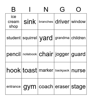 Classifying nouns: person, place or thing Bingo Card