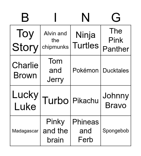Cartoons! Bingo Card