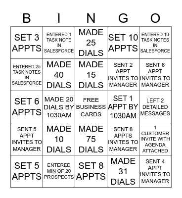 Call Blitz Bingo Card