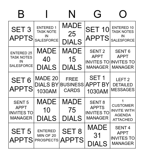 Call Blitz Bingo Card