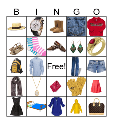 Spanish Clothing Words Bingo Card