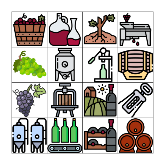 Winemaking Picture Match Bingo Card