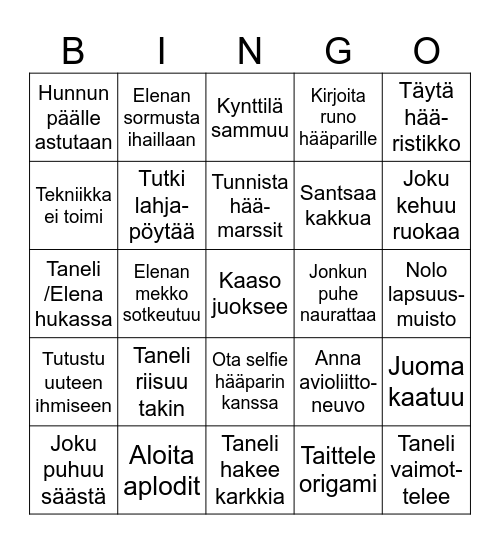 Hääbingo Card
