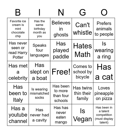 Raha Bingo! Bingo Card