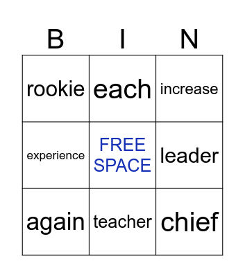 BINGO Card