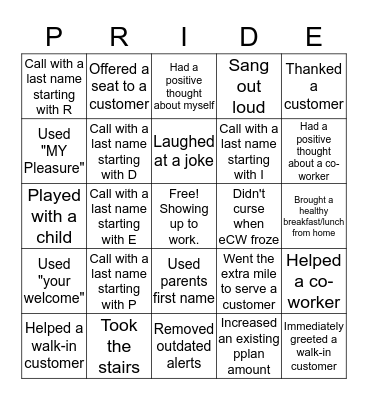 Utah Valley Pediatrics Bingo Card