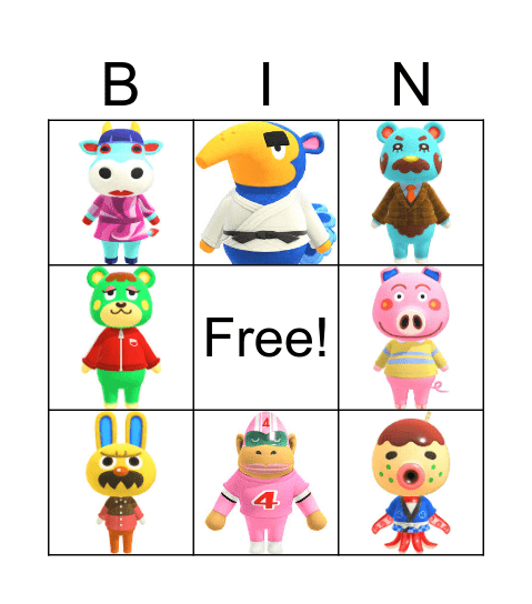 Animal Crossing Villager Hunting Bingo Card