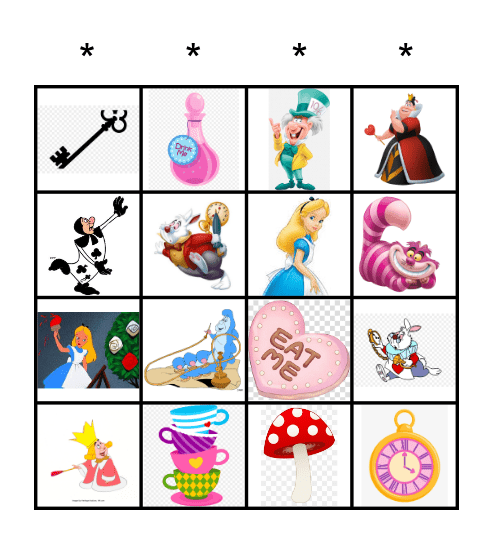 Alice in Wonderland Review Bingo Card