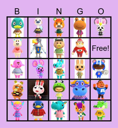 Animal crossing Bingo Card