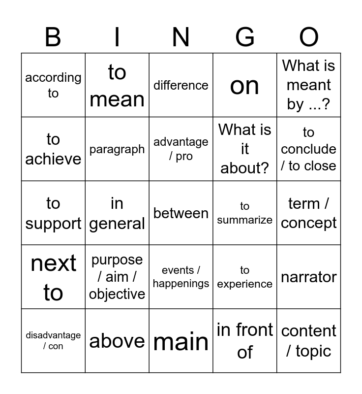 AP Liste 1 Bingo Card