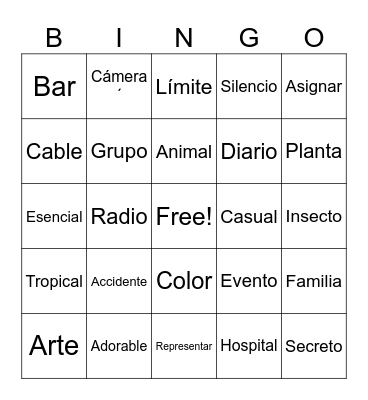 COGNATES Bingo Card