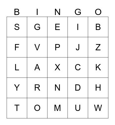 Letter Sounds! Bingo Card