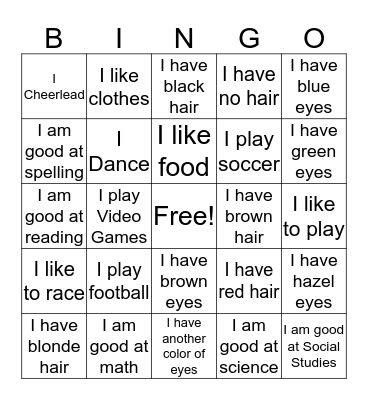 I am Special Bingo Card