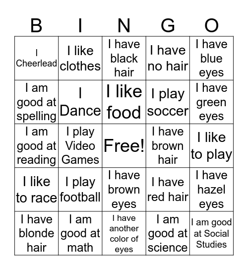 I am Special Bingo Card