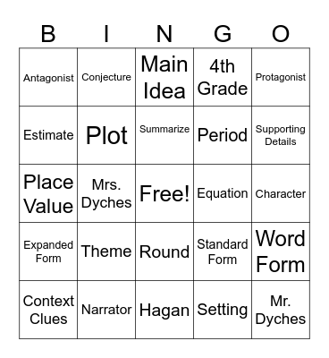 Vocabulary! Bingo Card