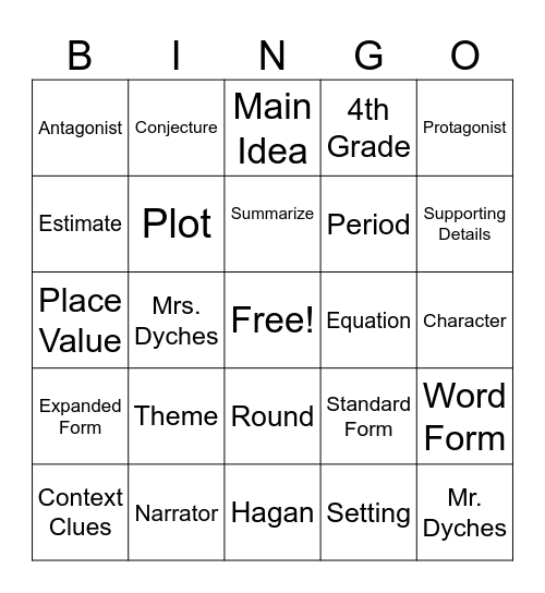 Vocabulary! Bingo Card