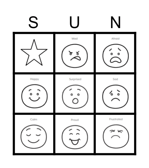 Feelings Bingo Card