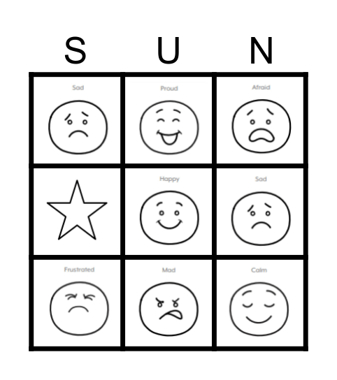 Feelings Bingo Card