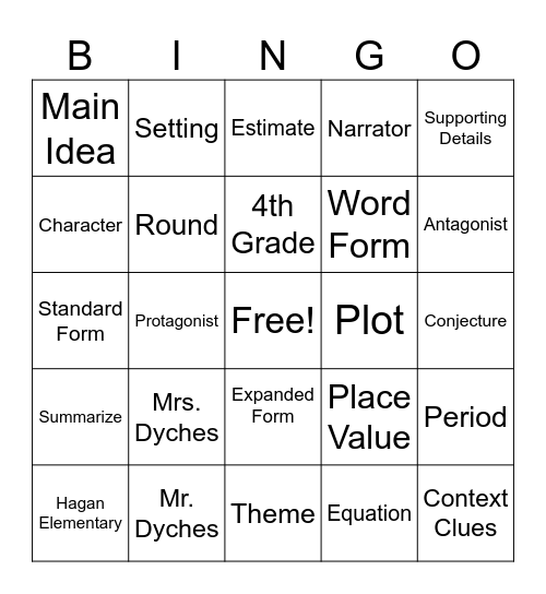 Vocabulary Palooza! Bingo Card